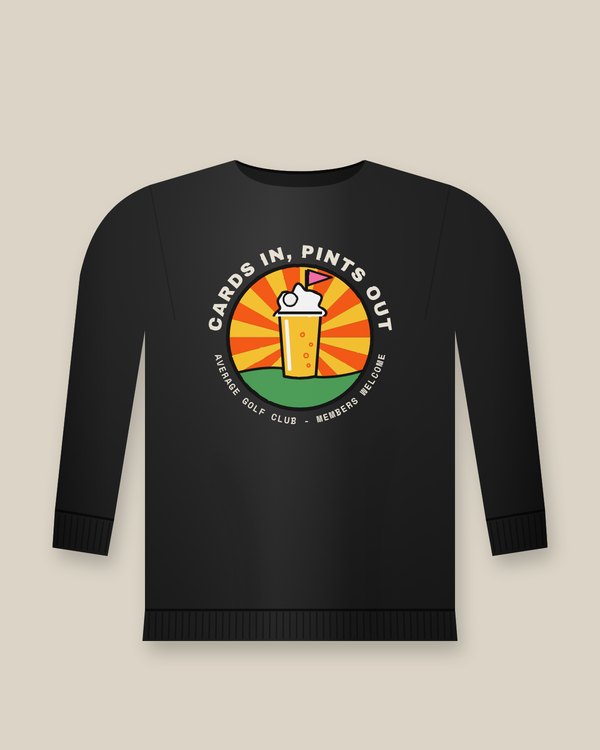 Cards In, Pints Out Crew, Black sweatshirt, big back print
