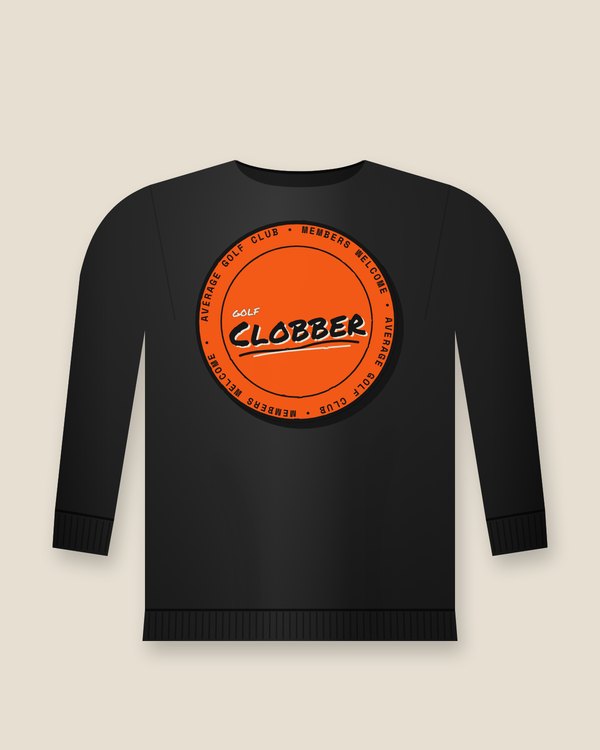 Members Crew, Black sweatshirt, big orange badge on the back
