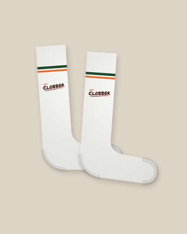 Society Crew Socks, White, logo and stripes